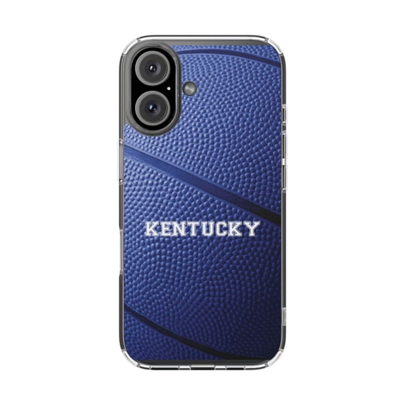 Clear Hybrid Shockproof Case for Apple iPhone 16 - Kentucky Blue Basketball Design
