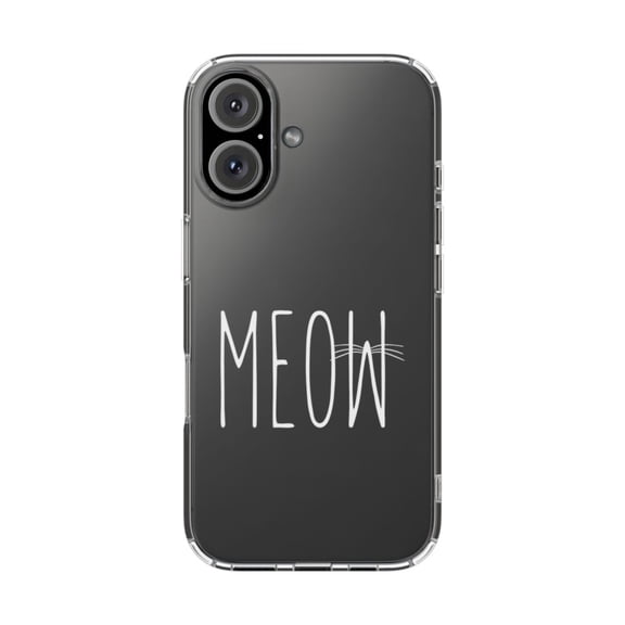 DistinctInk Clear Hybrid Case for Apple iPhone 16 Plus (6.7" Screen) - Cat Whiskers - Lightweight Grip