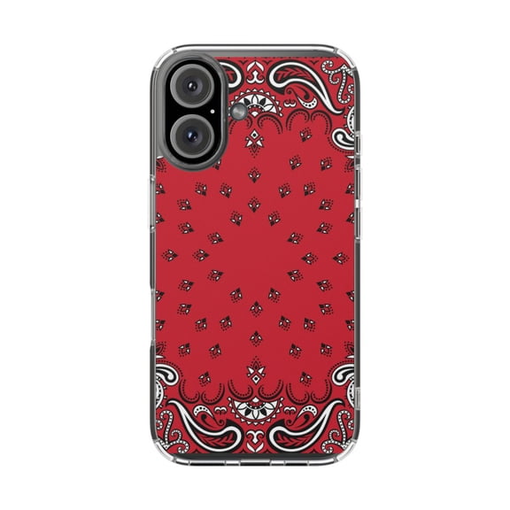 DistinctInk Clear Hybrid Case for Apple iPhone 16 Plus (6.7" Screen) - Red, Black, White - Lightweight Grip