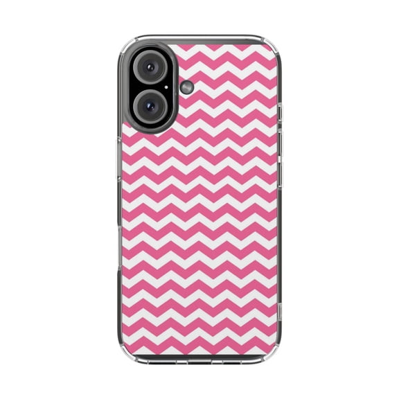 DistinctInk Clear Hybrid Case for Apple iPhone 16 Plus (6.7" Screen) - Chevron Stripes Pattern - Shockproof Protection