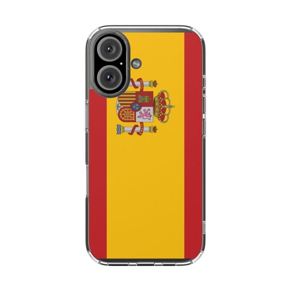 DistinctInk Clear Hybrid Case for Apple iPhone 16 Plus (6.7" Screen) - Show Your Love of Spain - Shockproof Protection