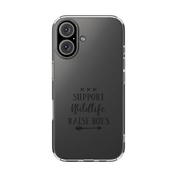 DistinctInk Clear Hybrid Case for Apple iPhone 16 Plus (6.7" Screen) - Raise Boys - Shockproof Protection