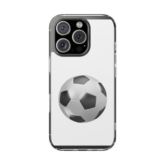Clear Hybrid Shockproof Case for Apple iPhone 16 PRO - 3D Soccer Ball Design
