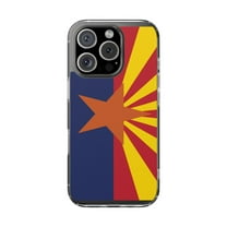 Clear Hybrid Shockproof Case for Apple iPhone 16 PRO - Arizona State Flag with Red Star Design