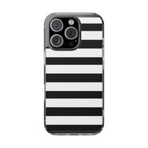 Clear Hybrid Shockproof Case for Apple iPhone 16 PRO - Bold Black and White Stripe Design