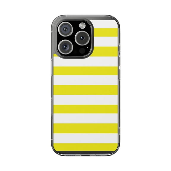 Clear Hybrid Shockproof Case for Apple iPhone 16 PRO - Bold Yellow and White Stripes Pattern
