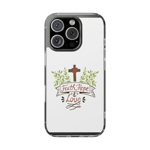 Clear Hybrid Shockproof Case for Apple iPhone 16 PRO - Faith Hope Love Cross Design