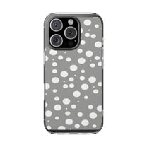 Clear Hybrid Shockproof Case for Apple iPhone 16 PRO - Grey White Bubble Dots Pattern Design