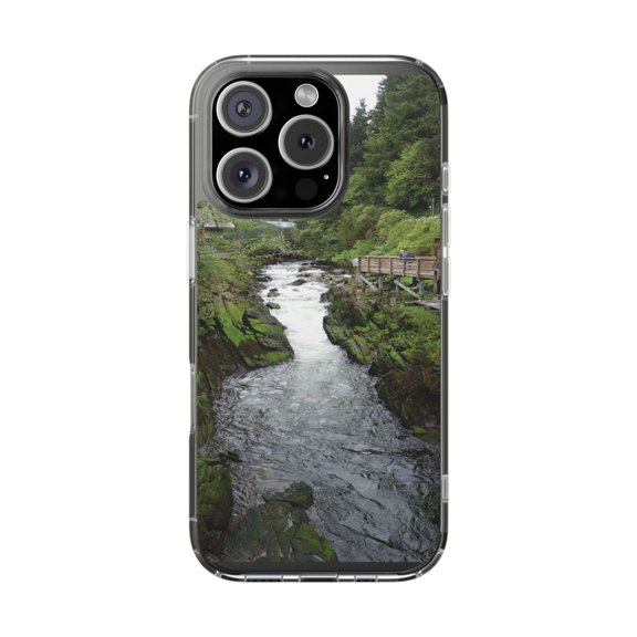 Clear Hybrid Shockproof Case for Apple iPhone 16 PRO - Ketchikan Alaska Scenic Stream Path