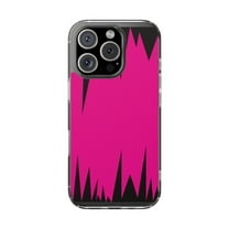 Clear Hybrid Shockproof Case for Apple iPhone 16 PRO - Neon Pink and Black Spiky Pattern