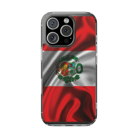 Clear Hybrid Shockproof Case for Apple iPhone 16 PRO - Peru National Flag Crest Design