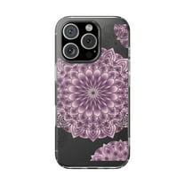 Clear Hybrid Shockproof Case for Apple iPhone 16 PRO - Purple Pink Black Mandala Design
