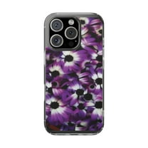 Clear Hybrid Shockproof Case for Apple iPhone 16 PRO - Purple and White Flower Blooms