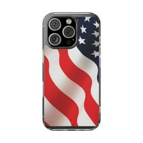 Clear Hybrid Shockproof Case for Apple iPhone 16 PRO - Stars and Stripes Patriotic Design