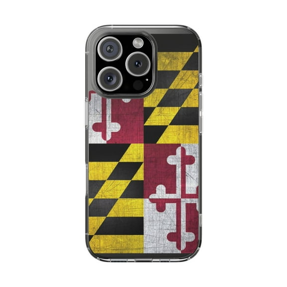 Clear Hybrid Shockproof Case for Apple iPhone 16 PRO - Vintage Maryland Flag Design