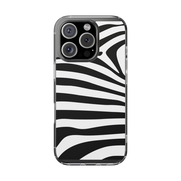 Clear Hybrid Shockproof Case for Apple iPhone 16 PRO - Zebra Stripe Black and White Pattern