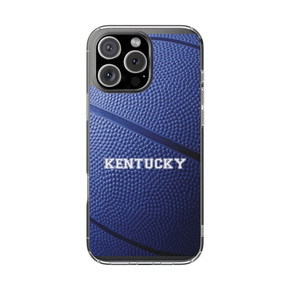 Clear Hybrid Shockproof Case for Apple iPhone 16 Pro MAX - Kentucky Blue Basketball Design