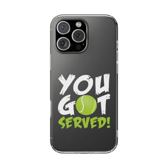 DistinctInk Clear Hybrid Case for Apple iPhone 16 Pro Max (6.9" Screen) - You Got Served Tennis - Slim Profile Design