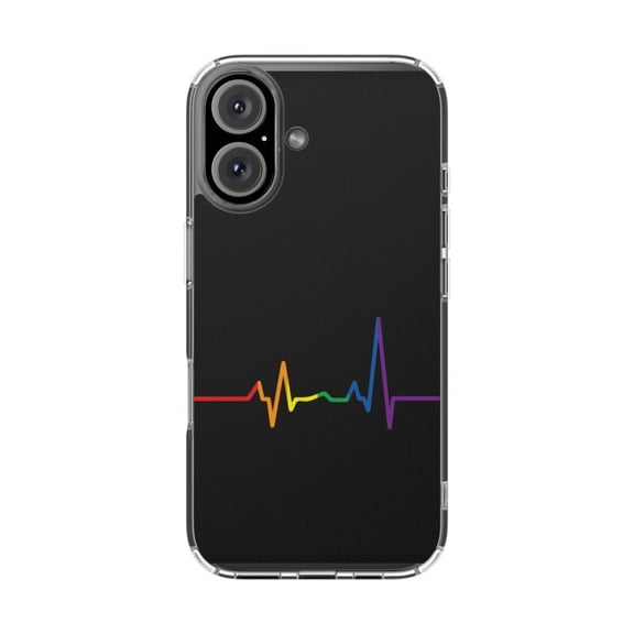 DistinctInk Clear Hybrid Case for Apple iPhone 16 (6.1" Screen) - Show Your LGBTQ Support - Lightweight Grip