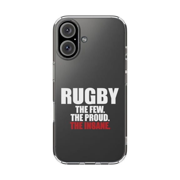 DistinctInk Clear Hybrid Case for Apple iPhone 16 (6.1" Screen) - Rugby The Few The Proud the Insane - Lightweight Grip