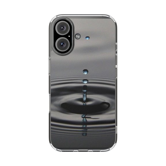 DistinctInk Clear Hybrid Case for Apple iPhone 16 (6.1" Screen) - Single Water Droplet - Raised Bezel Screen Guard