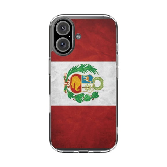 DistinctInk Clear Hybrid Case for Apple iPhone 16 (6.1" Screen) - Show Your Love of Peru - Slim Profile Design