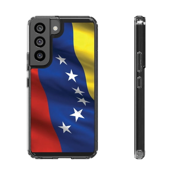 DistinctInk Clear Hybrid Case for Samsung Galaxy S22 (6.1" Screen) - Show Your Love of Venezuela - Slim Profile Design