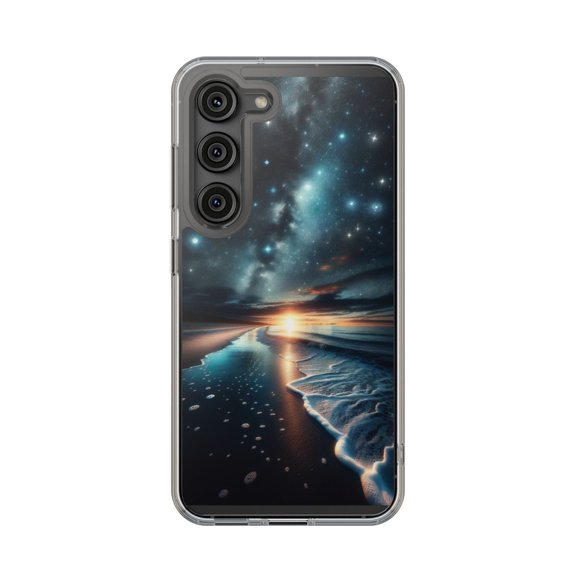 Clear Hybrid Shockproof Case for Samsung Galaxy S23 - Starry Ocean Night with Glowing Skies