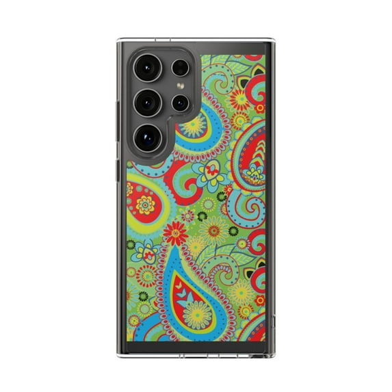 Clear Hybrid Shockproof Case for Samsung Galaxy S23 ULTRA - Vibrant Paisley Floral Pattern Design
