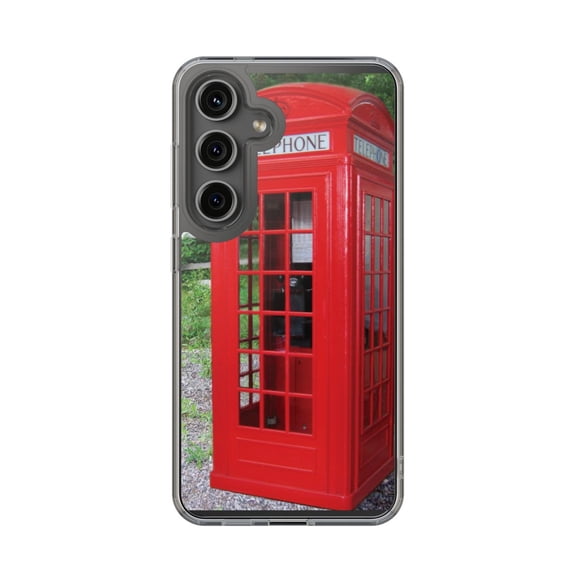 DistinctInk Clear Hybrid Case for Samsung Galaxy S24 Plus (6.7" Screen) - Red London Phone Booth - Slim Profile Design