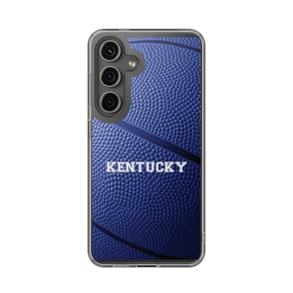 DistinctInk Clear Hybrid Case for Samsung Galaxy S25 (6.2" Screen) - Kentucky Blue Basketball Design - Lightweight Grip