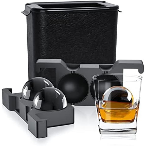 Clear Ice Ball Maker, 2.5” Crystal Clear Ice Cube Tray Make 2 Large Sphere Ice Balls for Whiskey Cocktails & Bourbon