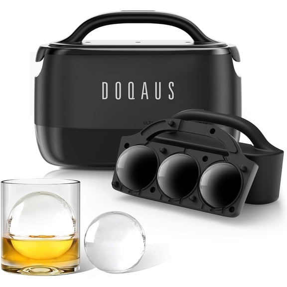 Clear Ice Ball Maker, 2.5 Inch Clear Ice Cube Maker, 2-in-1 Mold Creates 7 Spheres & Cubes for Whiskey, Slow Melting Round Ice Cube Mold for Cocktails & Home Bar Gifts