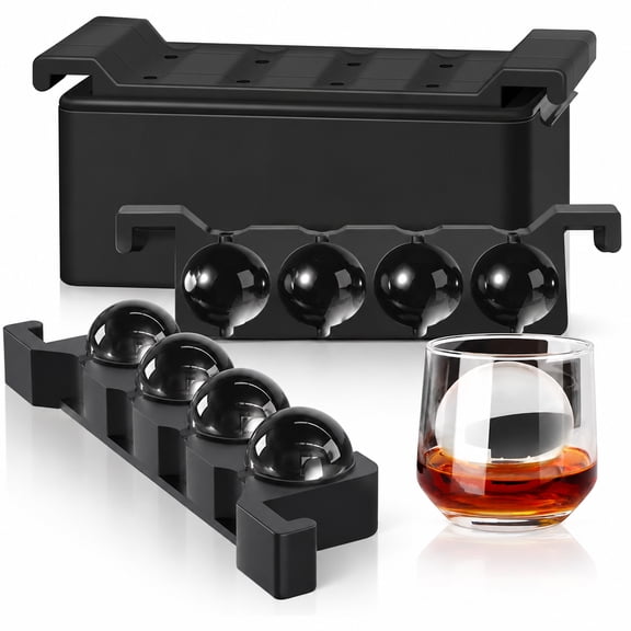 Clear Ice Ball Maker, 2 Inch Silicone Ice Ball Mold, 8 Spheres BPA-Free Ice Cube Tray for Whiskey Bourbon Cocktail