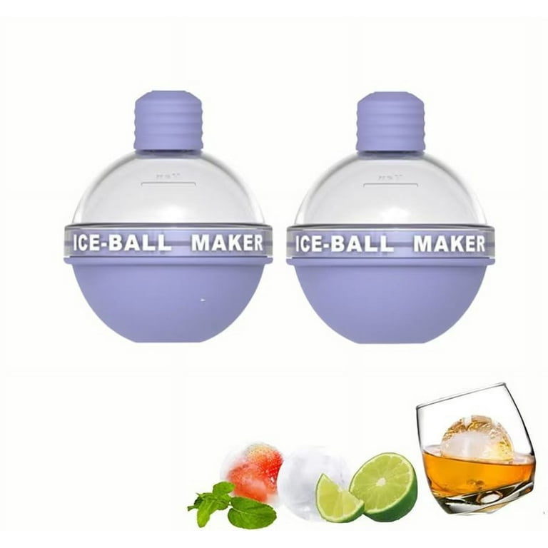 Clear Ice Ball Maker - 2 Pack Silicone Ice Cube Maker, Round Ice Mold for  Sphere Crystal Clear 2.5 Inch Ice Balls-Whiskey transparent round ice cubes(Purple)  
