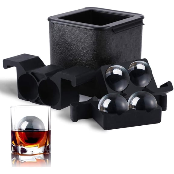 Clear Ice Ball Maker, 4 Cavity Large Clear Ice Balls Form, 2.5" Round Ice Sphere Trays for , , Brandy,