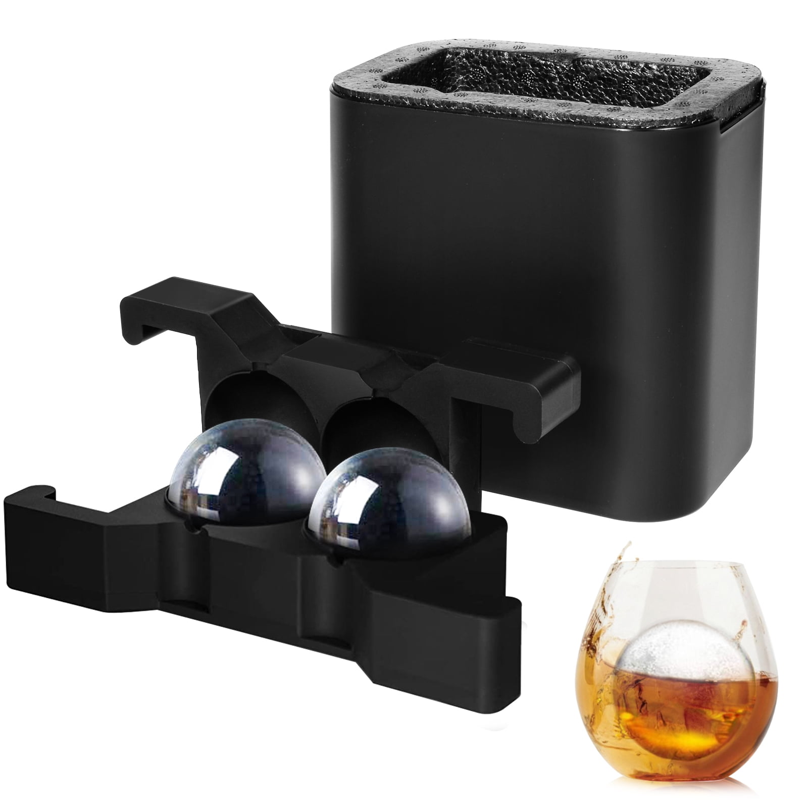 Whiskey Ice Ball Maker Clear Silicone Ice Cube Maker Tray Sphere Crystal  Clear 2.35 Inch Whiskey Transparent Round Ice Box Mold