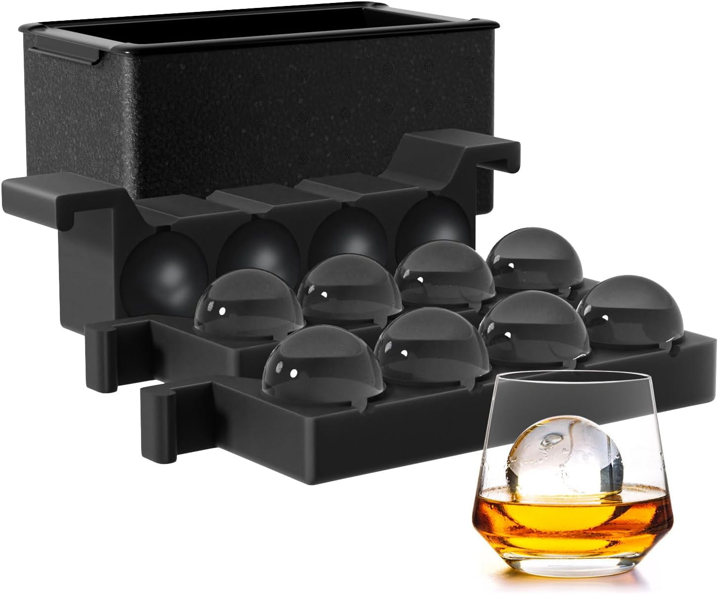 Clear Ice Ball Maker for Whiskey:  Circle Ice Cube Tray Make 2Inch Ice Sphere - Clear Ice Cube Maker for Old Fashioned Bourbon Whisky