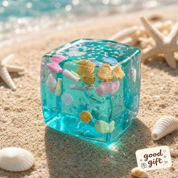 Clear Ice Block Squishies Toys, Soft Stretchy Squeeze, Summer Themed Sensory Fidget, Cube Anxiety Stress Relief Tools, Christmas Birthday Gifts for Adults Teens Kids, Party Favor & Stocking Stuffers