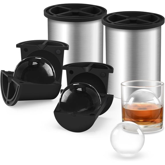 Clear Ice Cube Maker, 2.5 Inch Stainless Steel Large Clear Ice Ball Maker, Ice Cube Mold for , Drinks & , Gifts for Men, Metal Color(2 Pack)