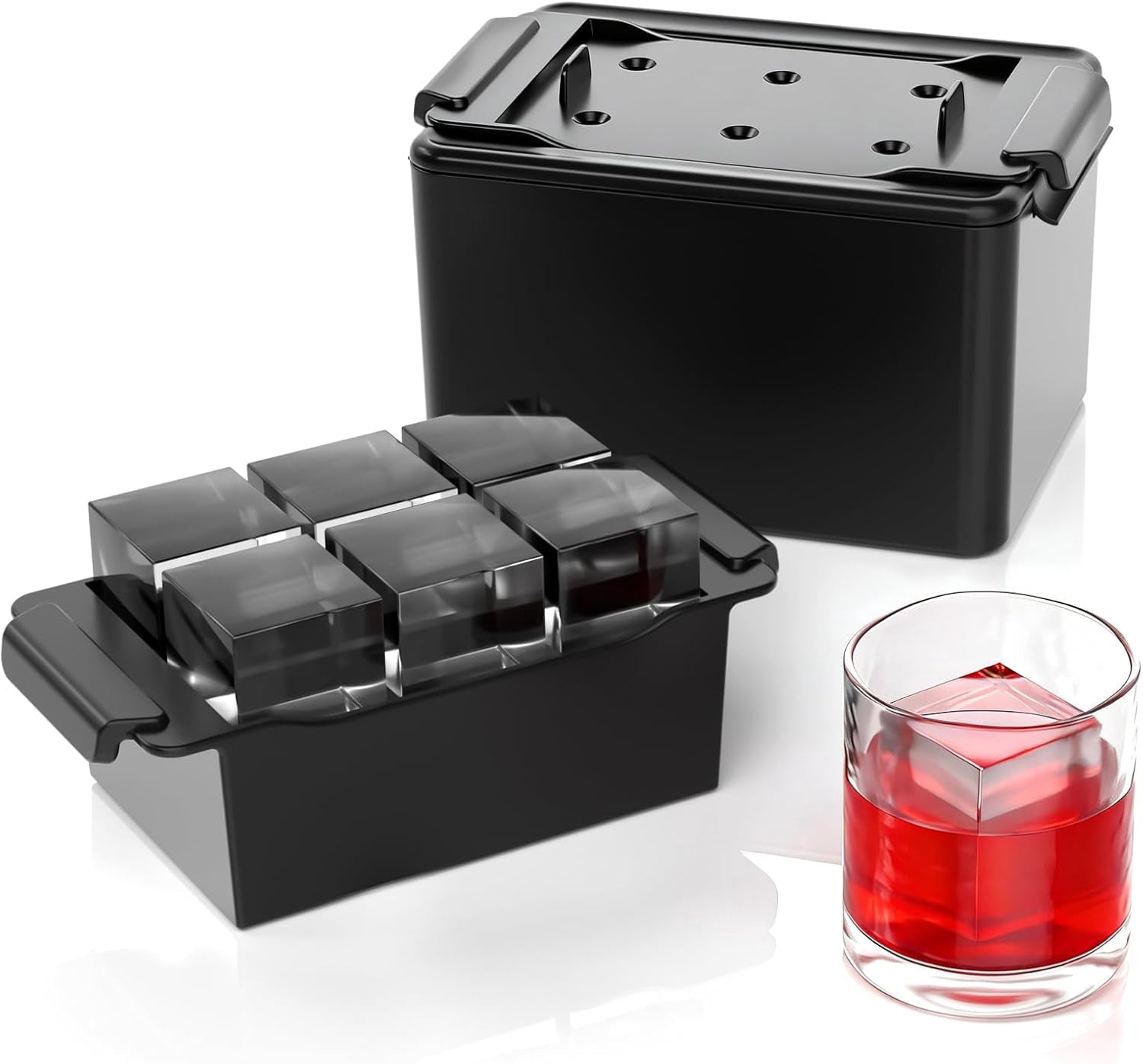Clear Ice Cube Maker,6 Cavity Square Ice Cube Mold for Whiskey,1.9 * 2.1 Inch Clear Ice Maker,Idea Gifts for Boyfriend Boss Men who Have Everything