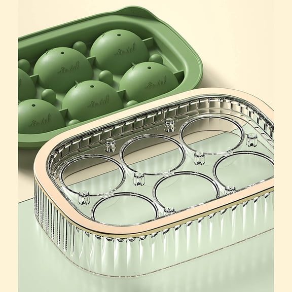 Clear Ice Tray 6- Ice Ball Maker Mold for Freezer Round Circle Chilling Whiskey Cocktail Beverages Iced Tea Coffee Homemade Chocolate Juice Easy-Release Silicone and Flexible BPA Free (B)