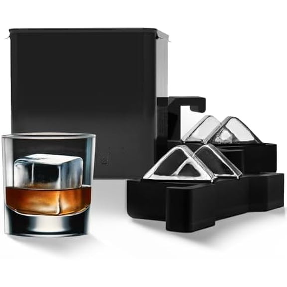 Clear Ice Maker Set – Crystal Clear Ice Ball & Cube Molds for Whiskey and Cocktails | Dilution-Free Directional Freezing Design | Easy Removal 4 Cavity - Cube