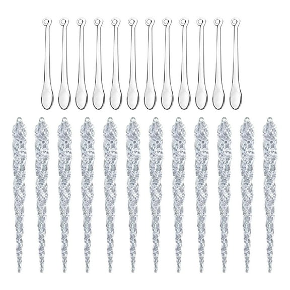 Clear Icicle Christmas Ornaments 24PCS,Acrylic Ice Column Pendant,Shatterproof Hanging Decor for Xmas Tree Garland,Festive Holiday Ice Decor Wall Window Mantel,Winter Party Home Decor