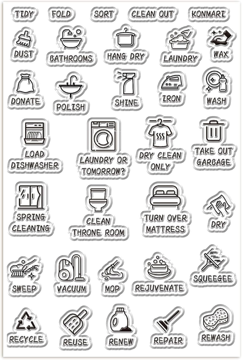 clear-icon-stamps-daily-life-housework-laundry-small-icons-reusable