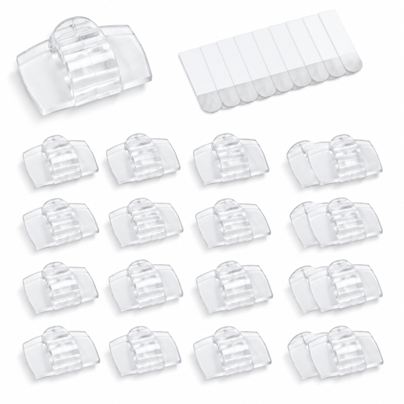 Clear Indoor Large Cord Clips 40 Clips+48 Strips-free Wall Hooks