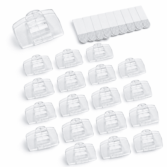 Clear Indoor Large Cord Clips with 40 Clips and 48 Adhesive Strips for -Free Hanging