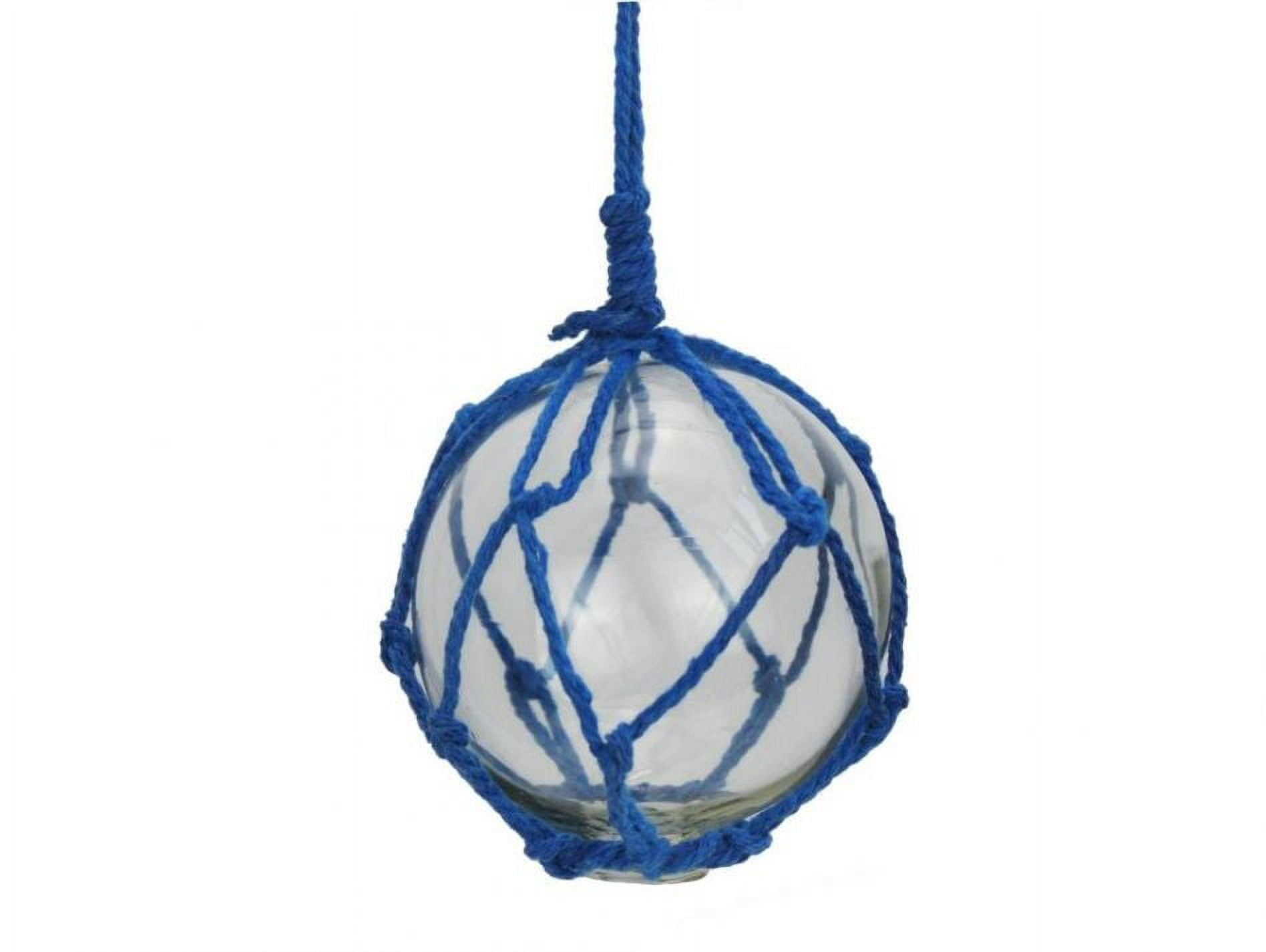 Clear Japanese Glass Ball Fishing Float with Dark Blue Netting