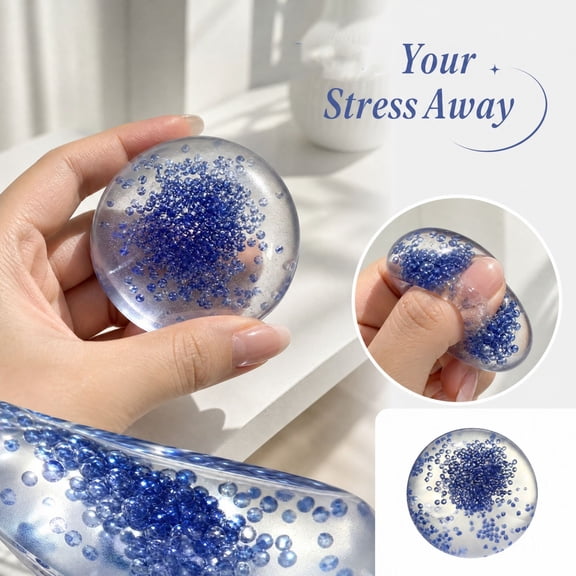 Clear Jelly Pearl Bead Ball Squishy Squeeze Toy,Slow Rebound Soft TPR Gel Sensory Stress Relief Fidget,Cute Novelty Creative Package For Festive Home Room Desk Decor Gift Present