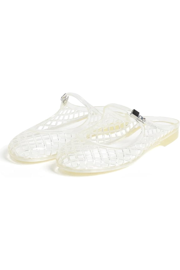 Clear Jelly Slide Sandals for Women Mary Jane Mules Breathable Closed Toe Flat Summer Slip On Mesh Slides for Woman